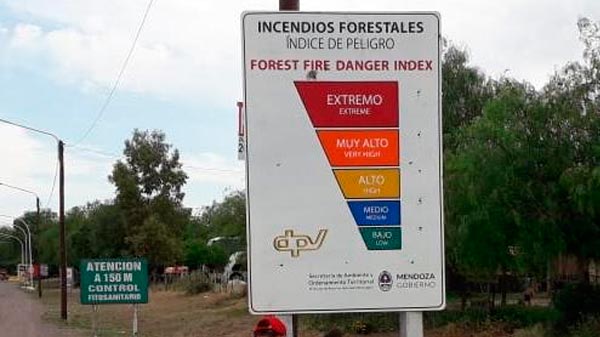 Índice de Riesgo de Incendios Forestales en las rutas de la provincia