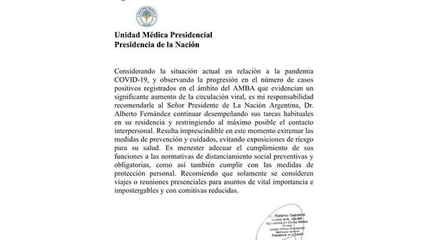 *Coronavirus: El presidente Alberto Fernández desarrollará sus tareas habituales desde la residencia de Olivos*
