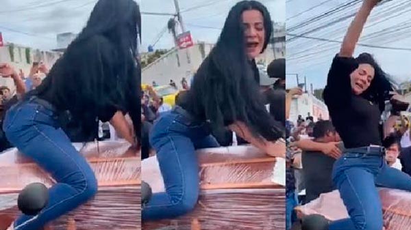 Una viuda “perreó” sobre el ataúd de su esposo al ritmo del reggaeton y el video se volvió viral