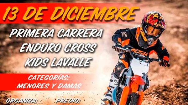 Se desarrollará la primera carrera Enduro Cross Kids en Mendoza 