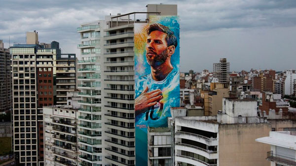 Inauguran este lunes el mayor mural de Rosario en homenaje a Messi