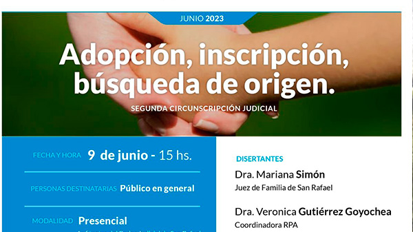 Invitan a la charla informativa sobre adopción, inscripción y búsquedas de origen