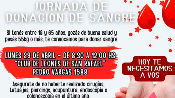 Jornada de donación de sangre del Club de Leones de San Rafael