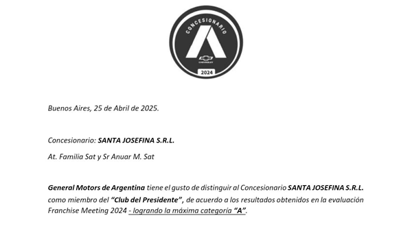 AMSAT recibió nuevamente el premio «Club del Presidente”